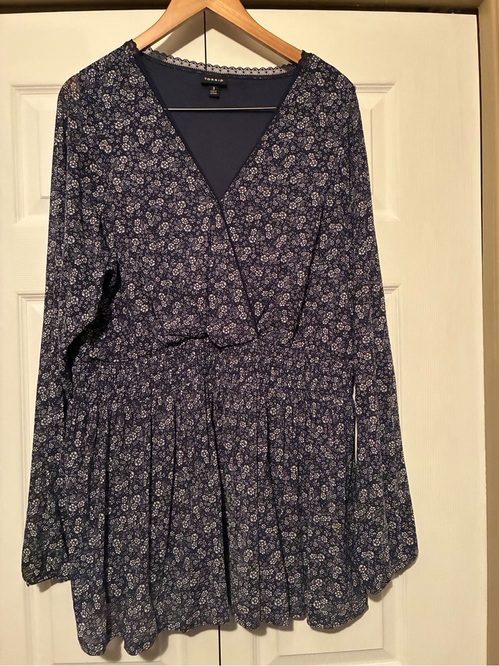 torrid Navy Lace-Trim babydoll Top